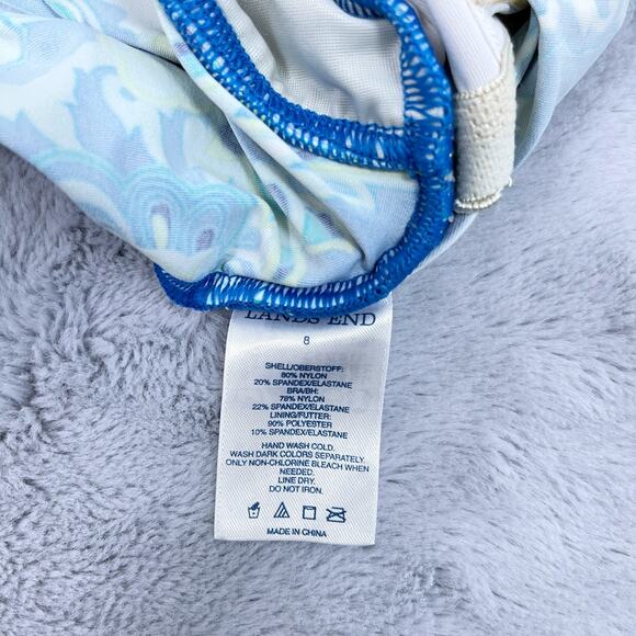 Lands End Swim Wrap Tankini Swim Skirt Set Blue Green Paisley Slimming Womens 8 - Picture 8 of 13